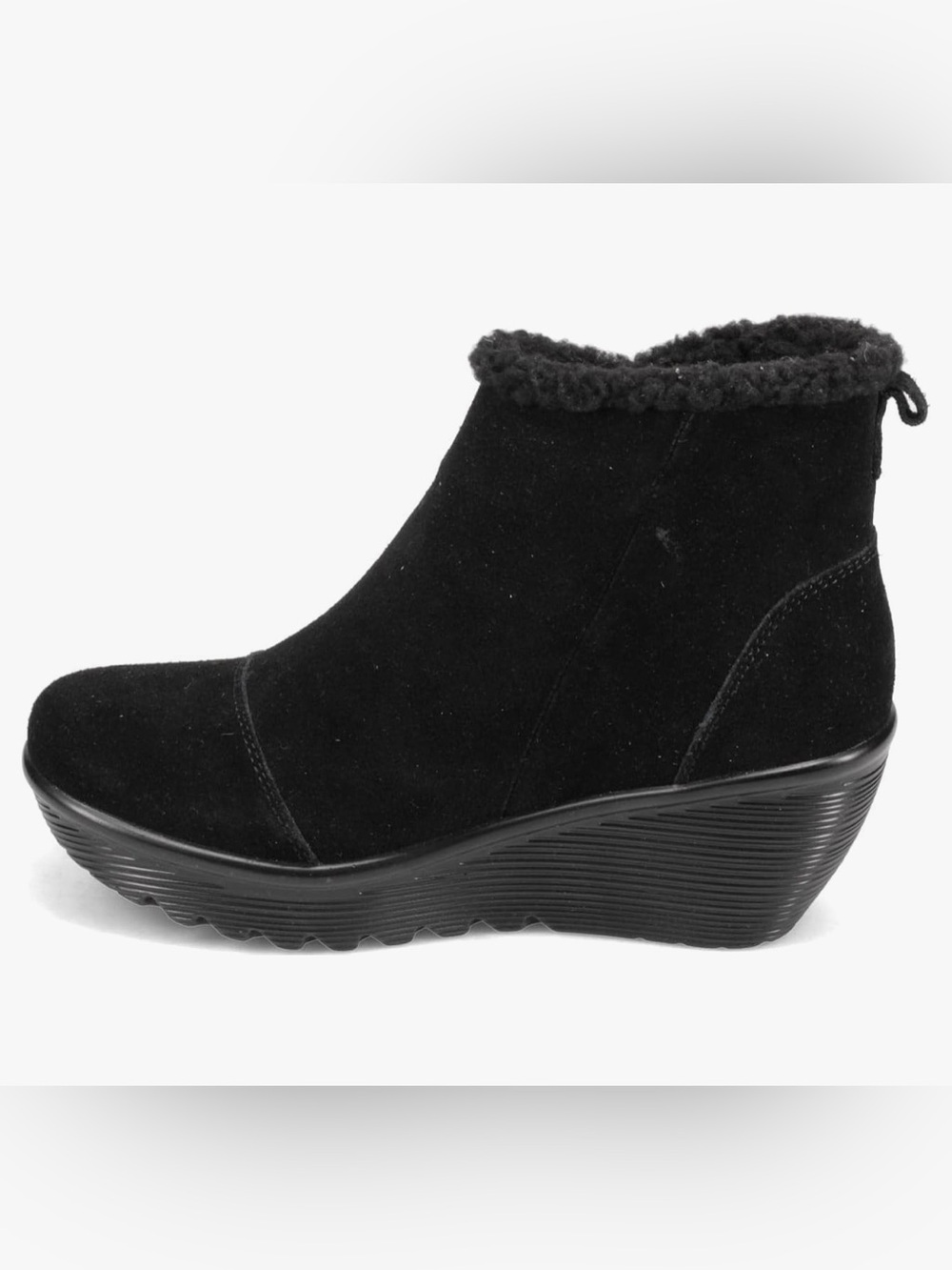 Skechers Women's Black Suede Zip Ankle Winter Boot NWOB